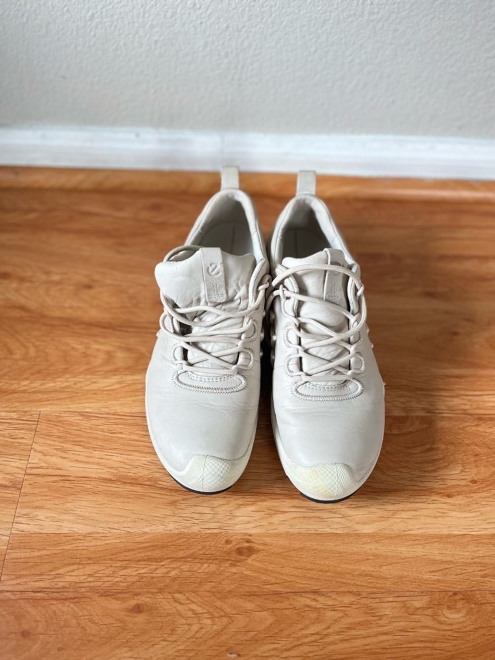 Ecco Men's Leather Sneakers in Light Cream